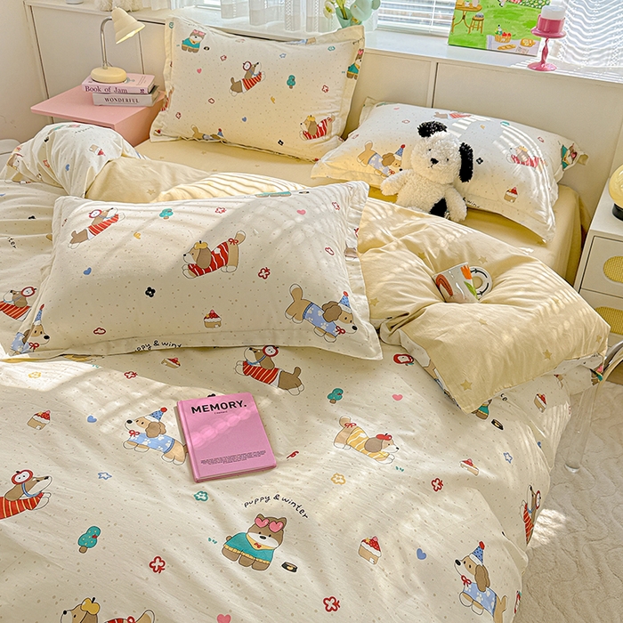 91家纺网 家纺一手货源 找家纺  依庭 2026新款12868全棉纯棉印花四件套汪星卧室