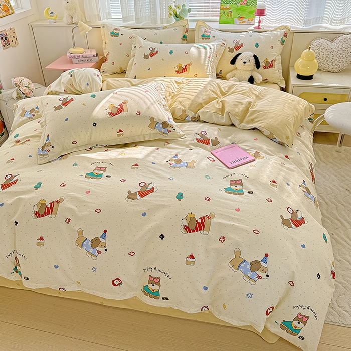 91家纺网 家纺一手货源 找家纺  依庭 2026新款12868全棉纯棉印花四件套汪星卧室