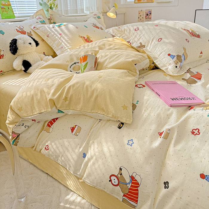 91家纺网 家纺一手货源 找家纺  依庭 2026新款12868全棉纯棉印花四件套汪星卧室