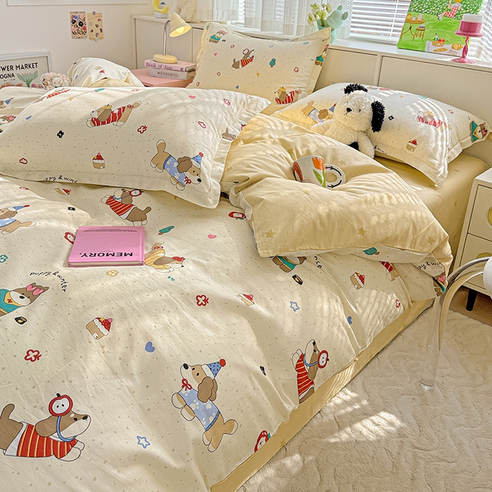 91家纺网 家纺一手货源 找家纺  依庭 2026新款12868全棉纯棉印花四件套汪星卧室