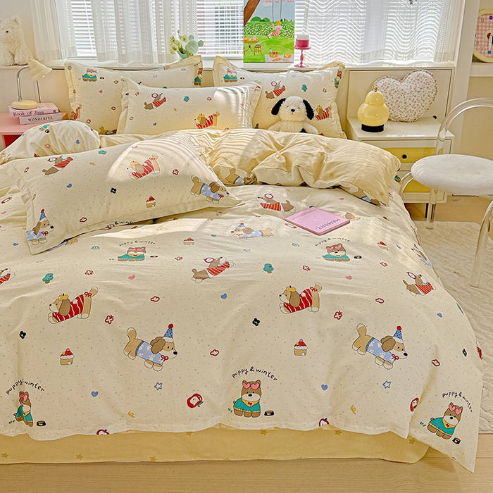 91家纺网 家纺一手货源 找家纺  依庭 2026新款12868全棉纯棉印花四件套汪星卧室