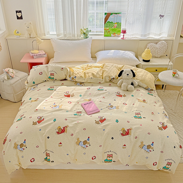 91家纺网 家纺一手货源 找家纺  依庭 2026新款12868全棉纯棉印花四件套汪星卧室