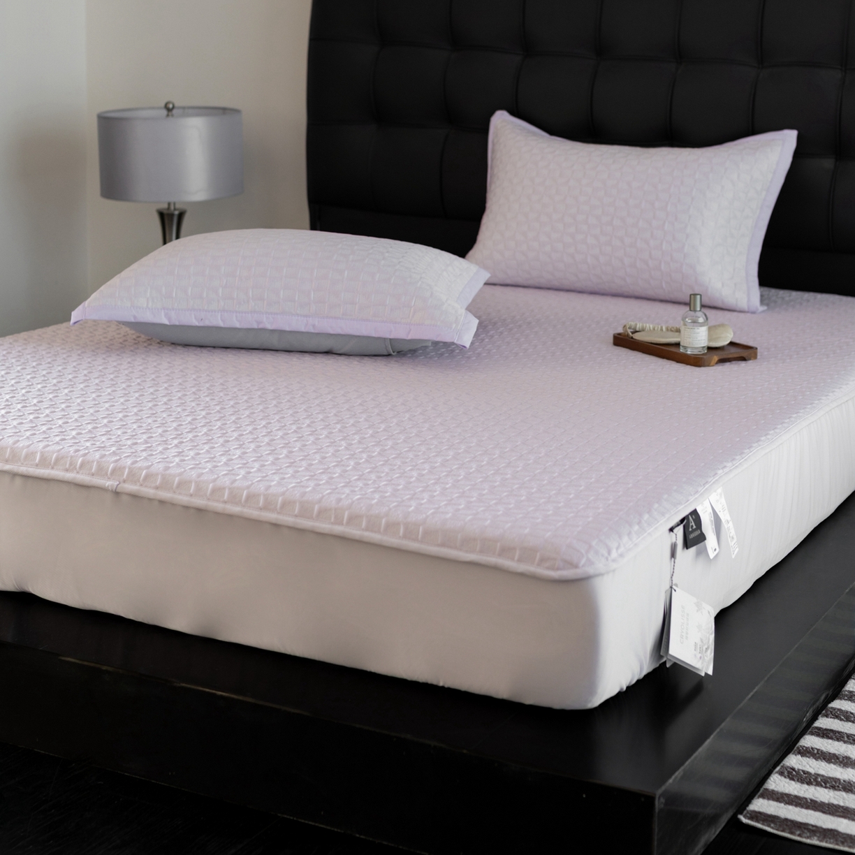 91家纺网 家纺一手货源 找家纺 云上 2026新款冷萃丝三明治凉感席凉席席子-泡芙格系列 泡芙格床笠-紫色