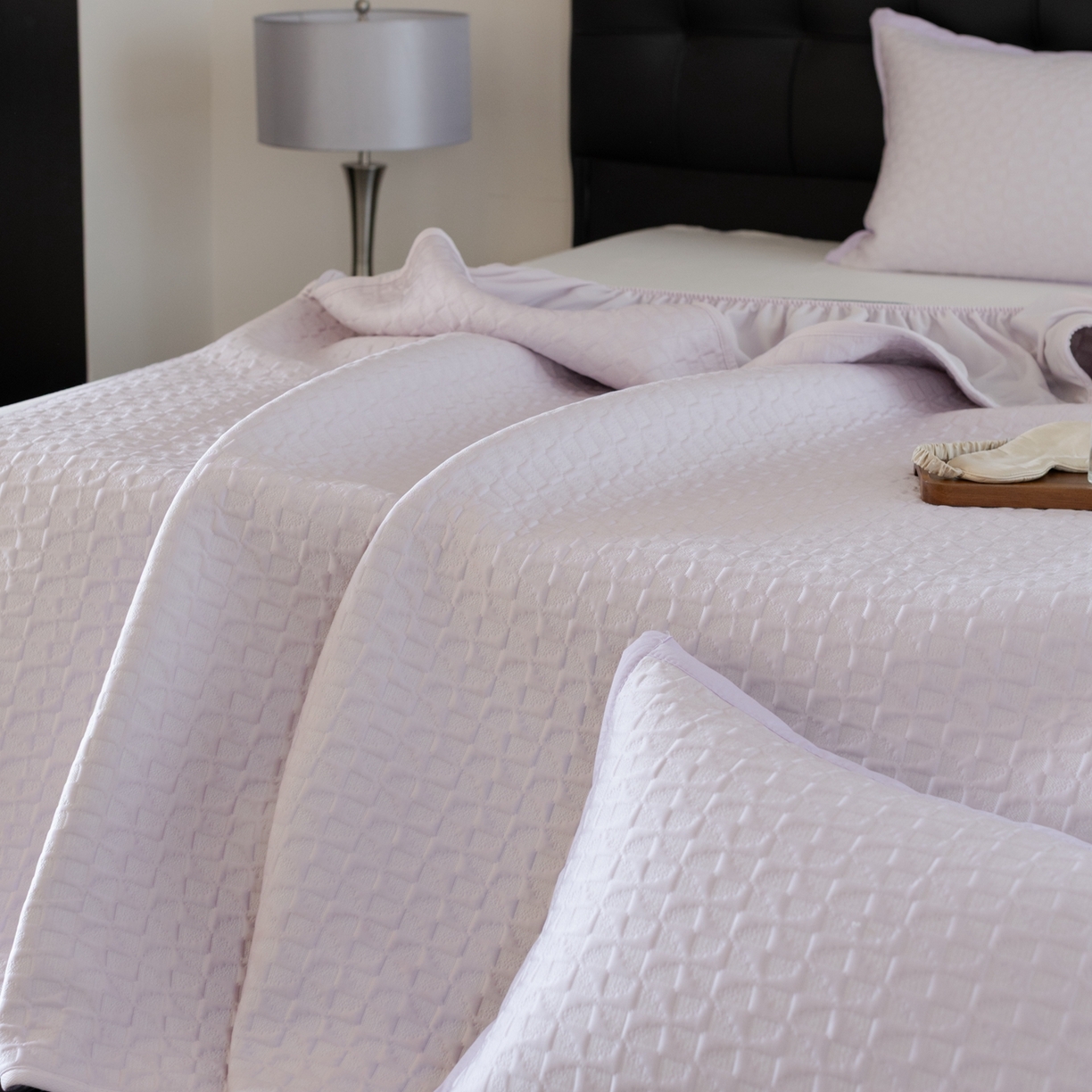 91家纺网 家纺一手货源 找家纺 云上 2026新款冷萃丝三明治凉感席凉席席子-泡芙格系列 泡芙格床笠-紫色