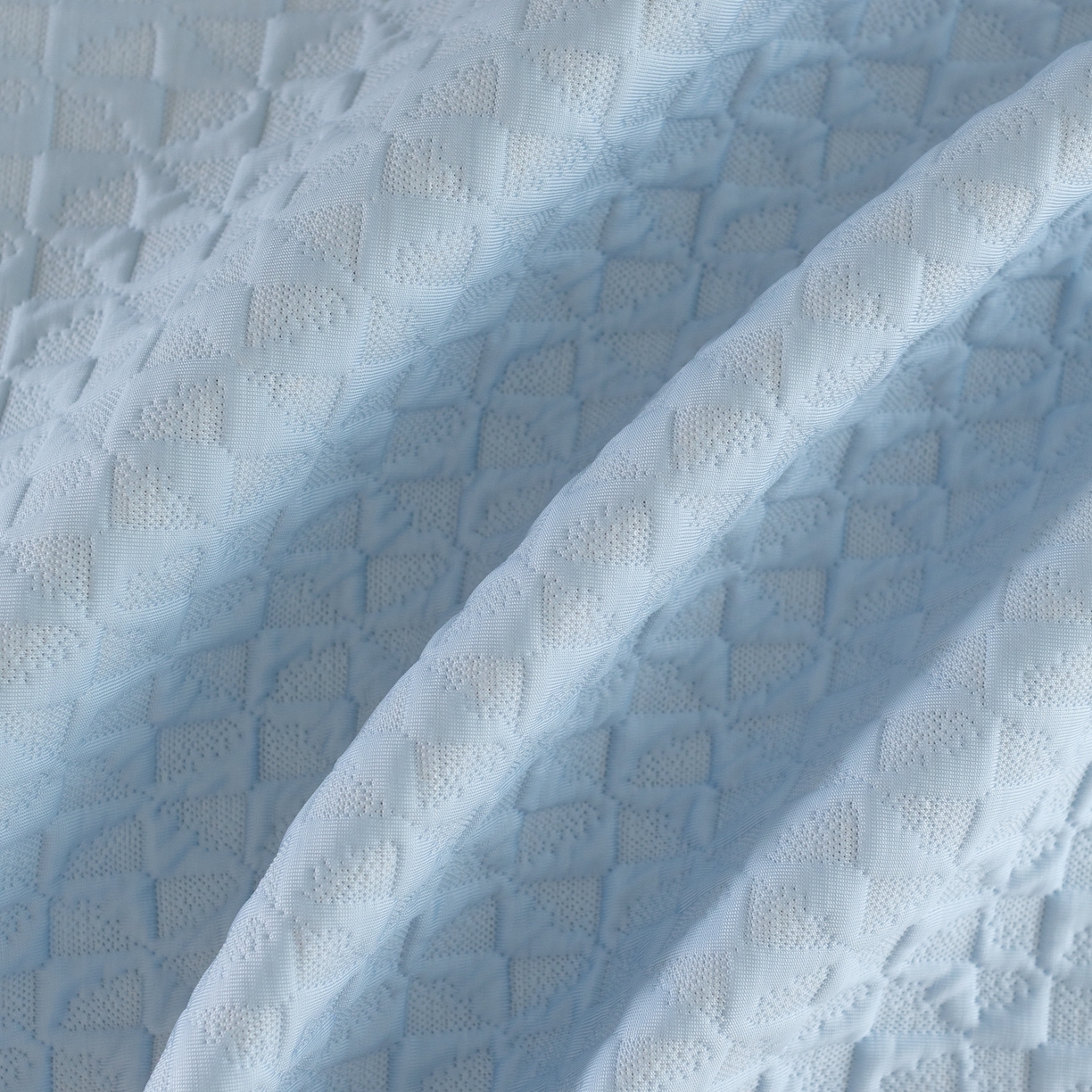 91家纺网 家纺一手货源 找家纺 云上 2026新款冷萃丝三明治凉感席凉席席子-泡芙格系列 泡芙格床席-蓝色