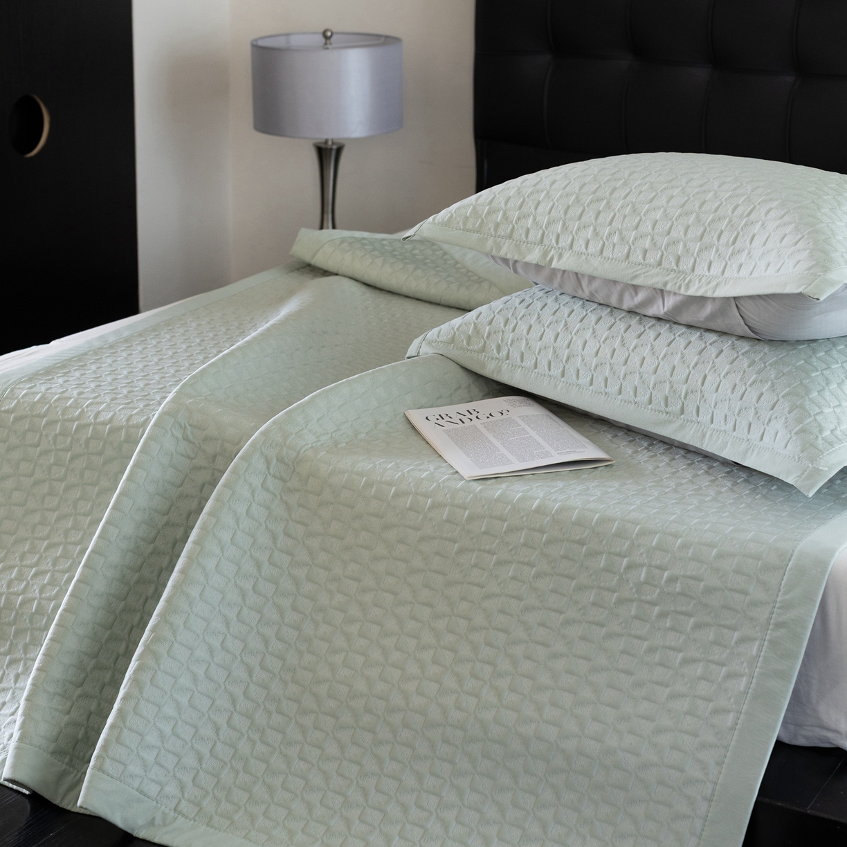 91家纺网 家纺一手货源 找家纺 云上 2026新款冷萃丝三明治凉感席凉席席子-泡芙格系列 泡芙格床席-绿色