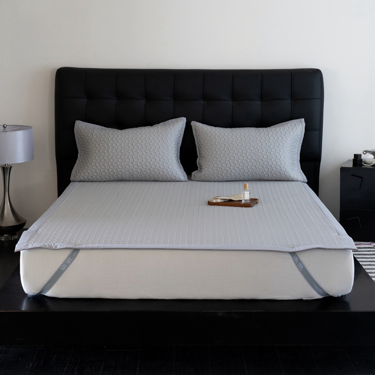 云上 2026新款冷萃丝三明治凉感席凉席席子-泡芙格系列 泡芙格床席-浅灰