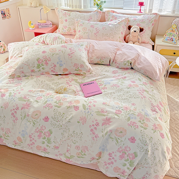 91家纺网 家纺一手货源 找家纺 依庭 2026新款12868全棉纯棉印花四件套闻花薇名