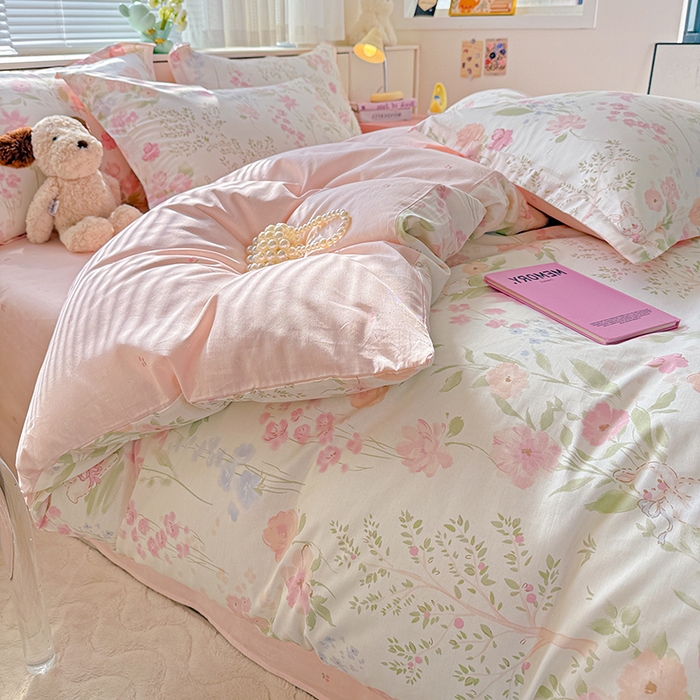 91家纺网 家纺一手货源 找家纺 依庭 2026新款12868全棉纯棉印花四件套闻花薇名