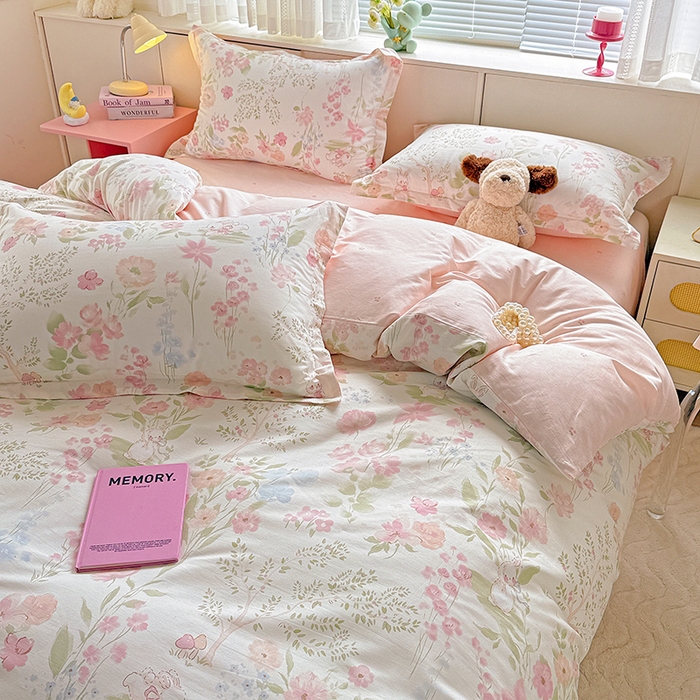 91家纺网 家纺一手货源 找家纺 依庭 2026新款12868全棉纯棉印花四件套闻花薇名