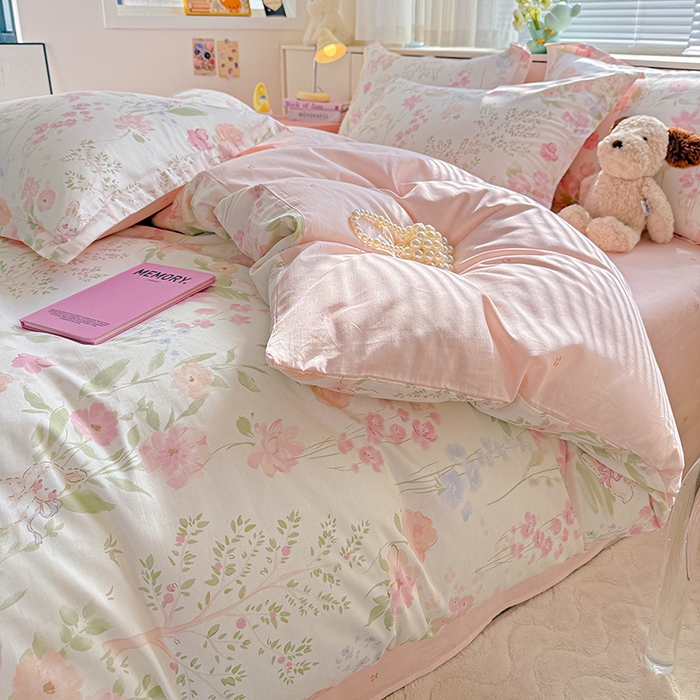 91家纺网 家纺一手货源 找家纺 依庭 2026新款12868全棉纯棉印花四件套闻花薇名