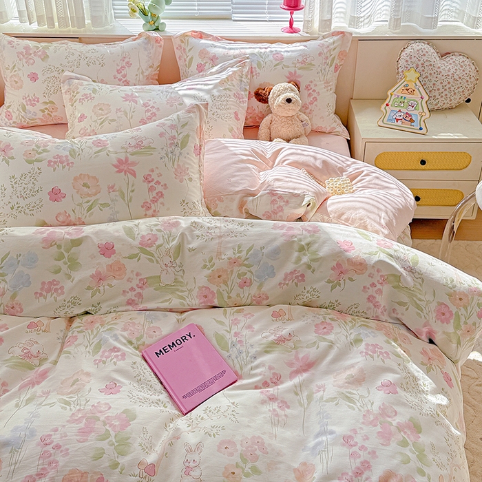 91家纺网 家纺一手货源 找家纺 依庭 2026新款12868全棉纯棉印花四件套闻花薇名