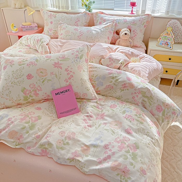 91家纺网 家纺一手货源 找家纺 依庭 2026新款12868全棉纯棉印花四件套闻花薇名