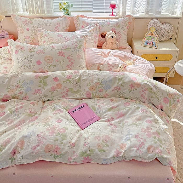 91家纺网 家纺一手货源 找家纺 依庭 2026新款12868全棉纯棉印花四件套闻花薇名