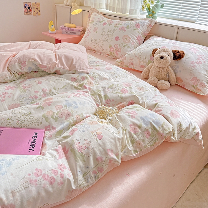 91家纺网 家纺一手货源 找家纺 依庭 2026新款12868全棉纯棉印花四件套闻花薇名