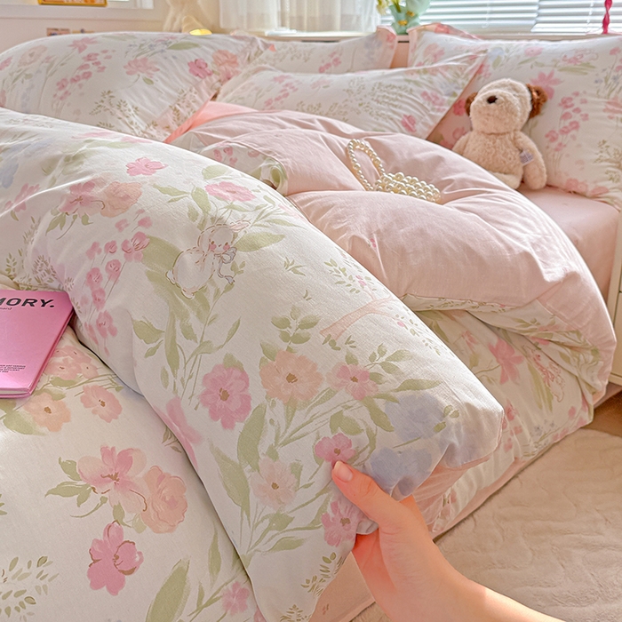 91家纺网 家纺一手货源 找家纺 依庭 2026新款12868全棉纯棉印花四件套闻花薇名