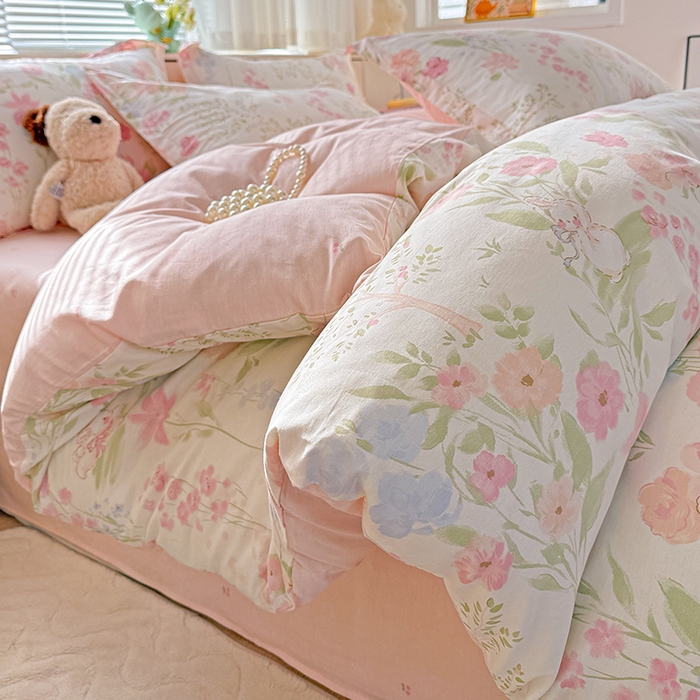 91家纺网 家纺一手货源 找家纺 依庭 2026新款12868全棉纯棉印花四件套闻花薇名