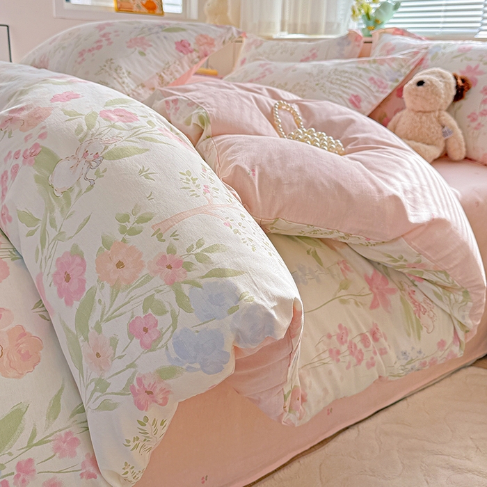 91家纺网 家纺一手货源 找家纺 依庭 2026新款12868全棉纯棉印花四件套闻花薇名