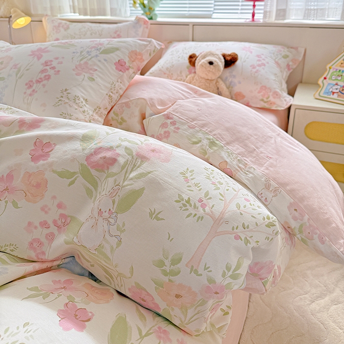 91家纺网 家纺一手货源 找家纺 依庭 2026新款12868全棉纯棉印花四件套闻花薇名