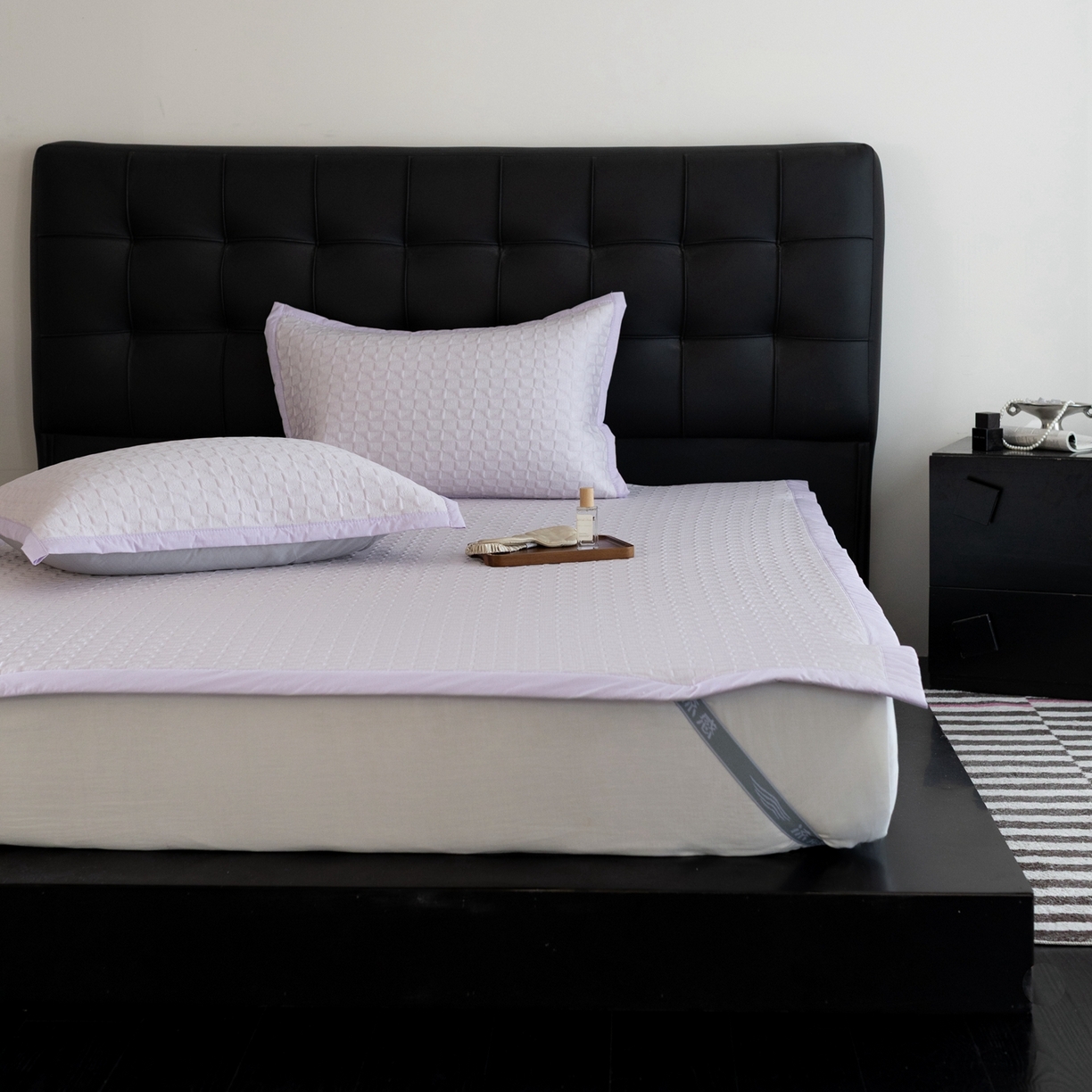 91家纺网 家纺一手货源 找家纺 云上 2026新款冷萃丝三明治凉感席凉席席子-泡芙格系列 泡芙格床席-紫色