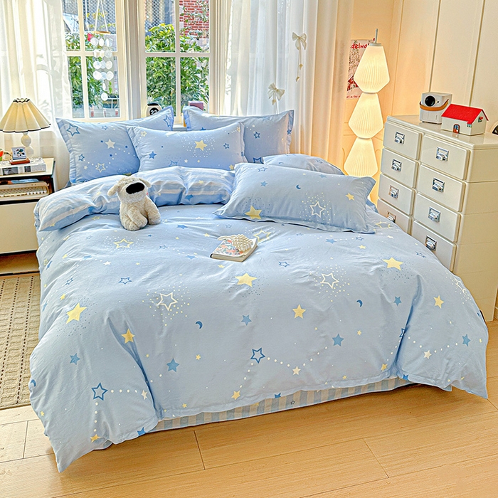 91家纺网 家纺一手货源 找家纺 依庭 2026新款12868全棉纯棉印花四件套五星集