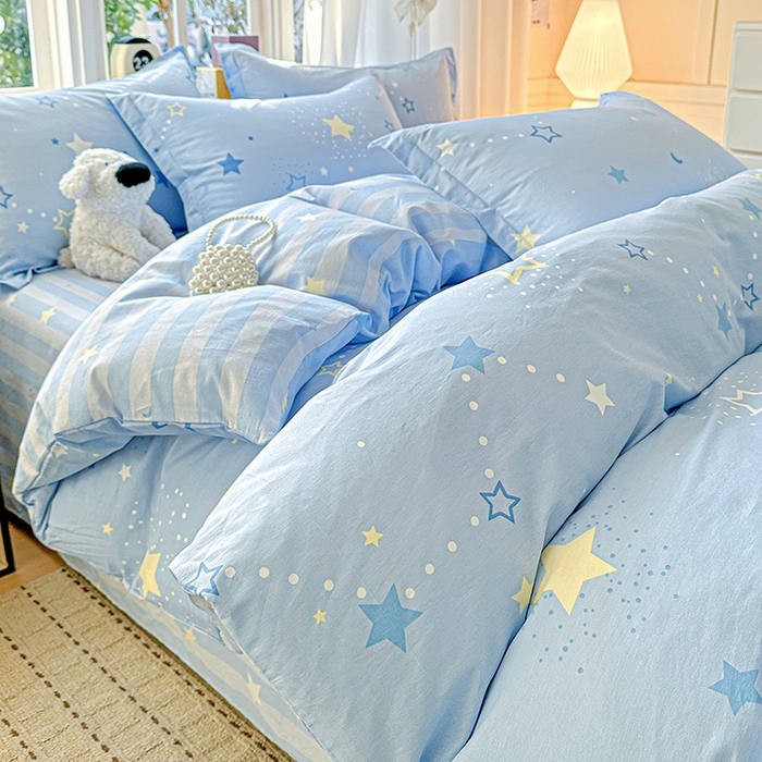 91家纺网 家纺一手货源 找家纺 依庭 2026新款12868全棉纯棉印花四件套五星集