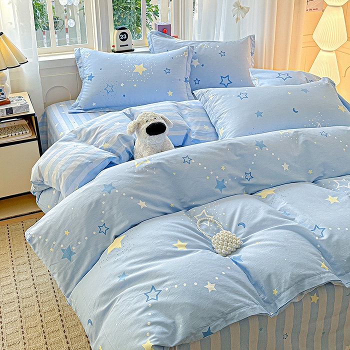 91家纺网 家纺一手货源 找家纺 依庭 2026新款12868全棉纯棉印花四件套五星集