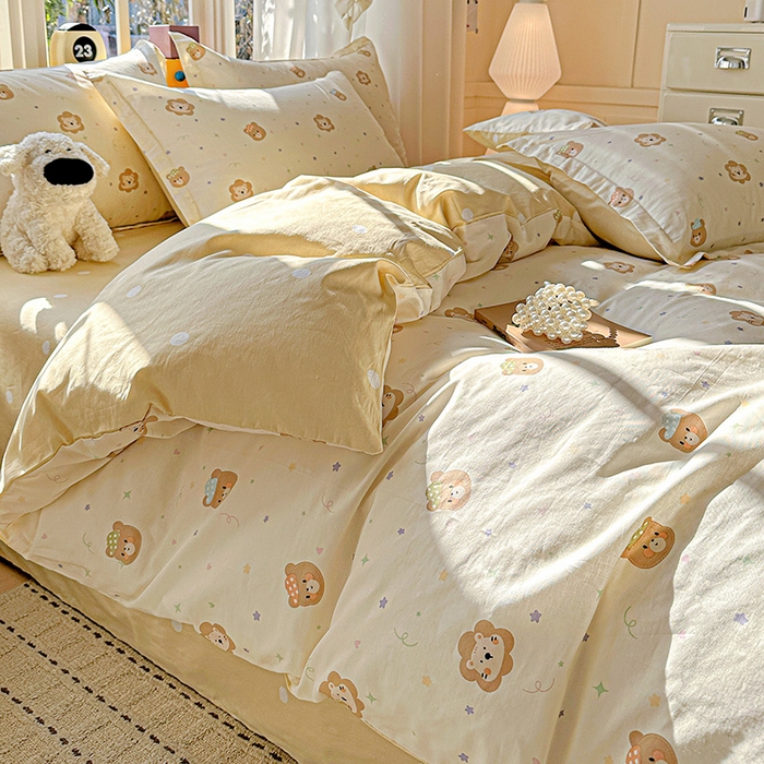 91家纺网 家纺一手货源 找家纺 依庭 2026新款12868全棉纯棉印花四件套小花熊