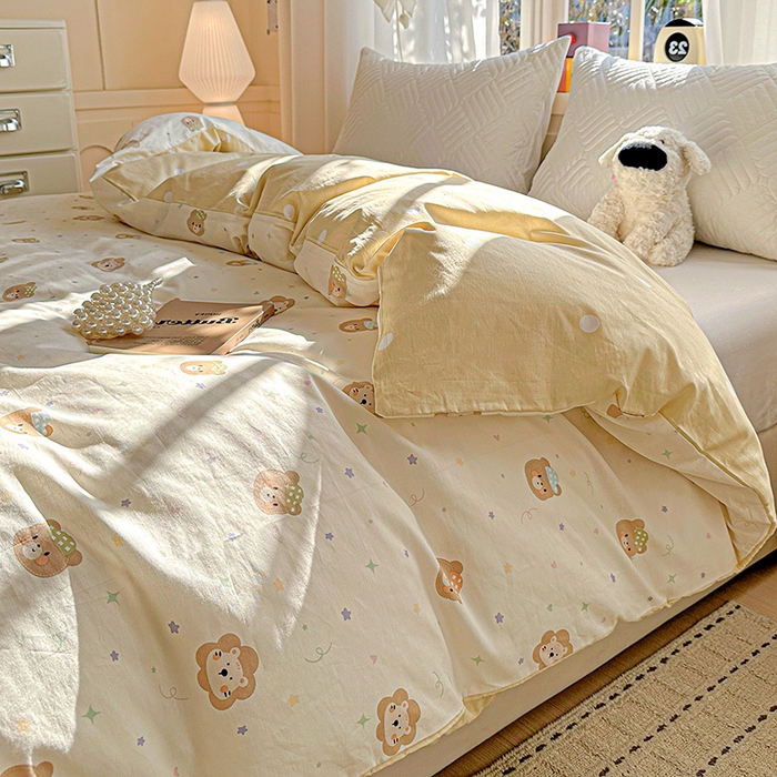 91家纺网 家纺一手货源 找家纺 依庭 2026新款12868全棉纯棉印花四件套小花熊