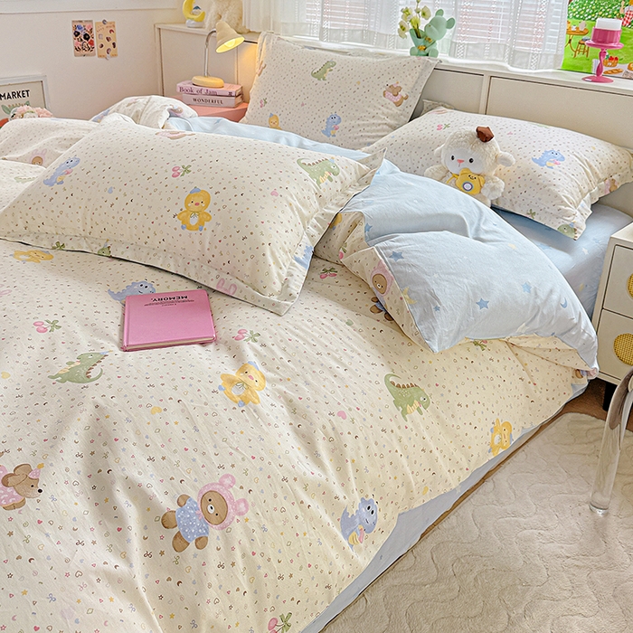 91家纺网 家纺一手货源 找家纺  依庭 2026新款12868全棉纯棉印花四件套小熊世界