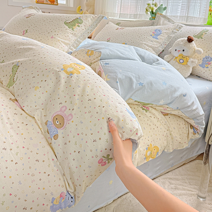 91家纺网 家纺一手货源 找家纺  依庭 2026新款12868全棉纯棉印花四件套小熊世界