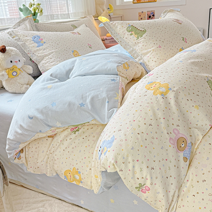 91家纺网 家纺一手货源 找家纺  依庭 2026新款12868全棉纯棉印花四件套小熊世界