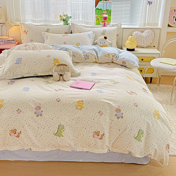 91家纺网 家纺一手货源 找家纺  依庭 2026新款12868全棉纯棉印花四件套小熊世界