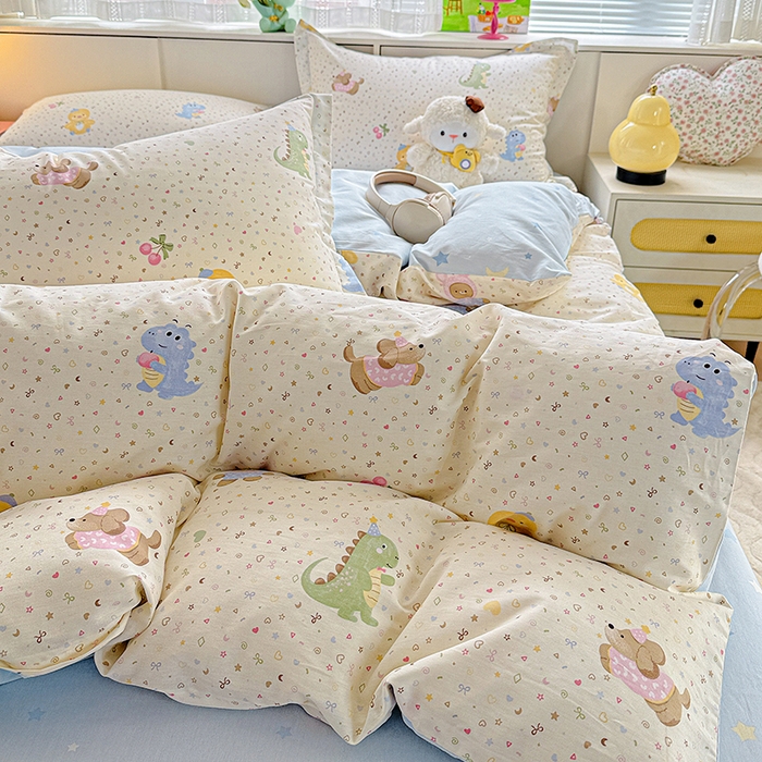 91家纺网 家纺一手货源 找家纺  依庭 2026新款12868全棉纯棉印花四件套小熊世界