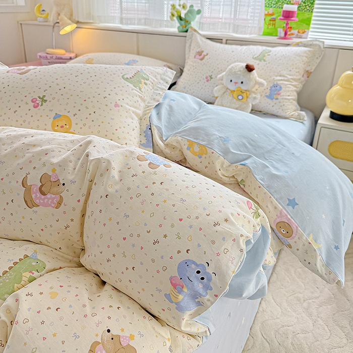 91家纺网 家纺一手货源 找家纺  依庭 2026新款12868全棉纯棉印花四件套小熊世界