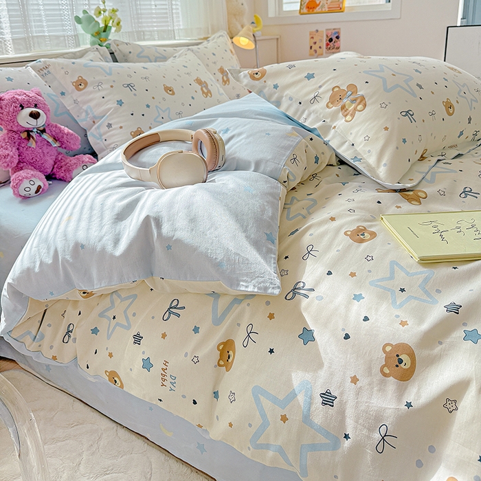 91家纺网 家纺一手货源 找家纺 依庭 2026新款12868全棉纯棉印花四件套小熊天文馆