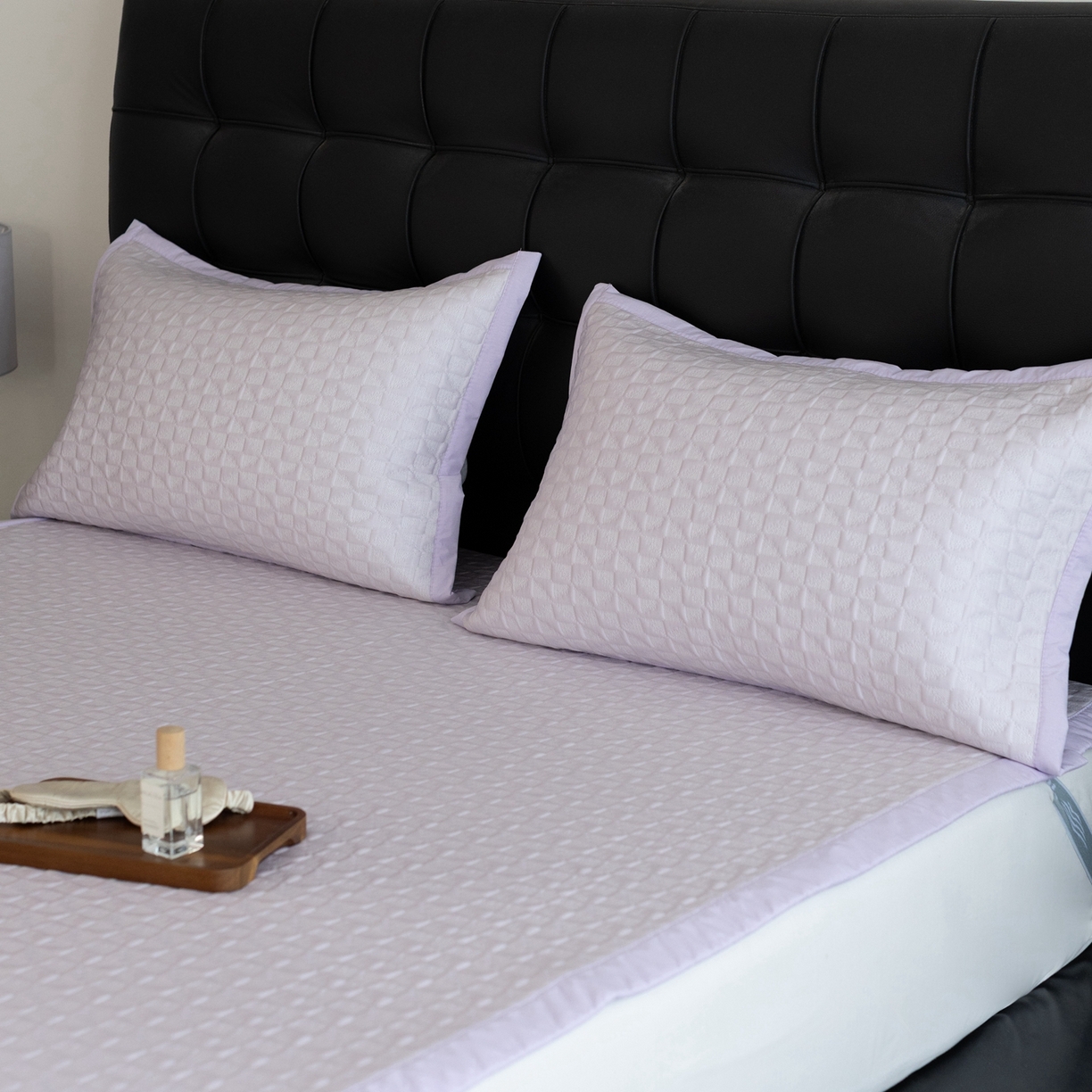 91家纺网 家纺一手货源 找家纺 云上 2026新款冷萃丝三明治凉感席凉席席子-泡芙格系列 泡芙格床席-紫色