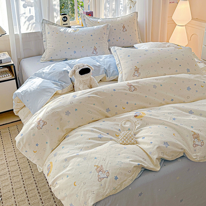 91家纺网 家纺一手货源 找家纺 依庭 2026新款12868全棉纯棉印花四件套星眠小熊