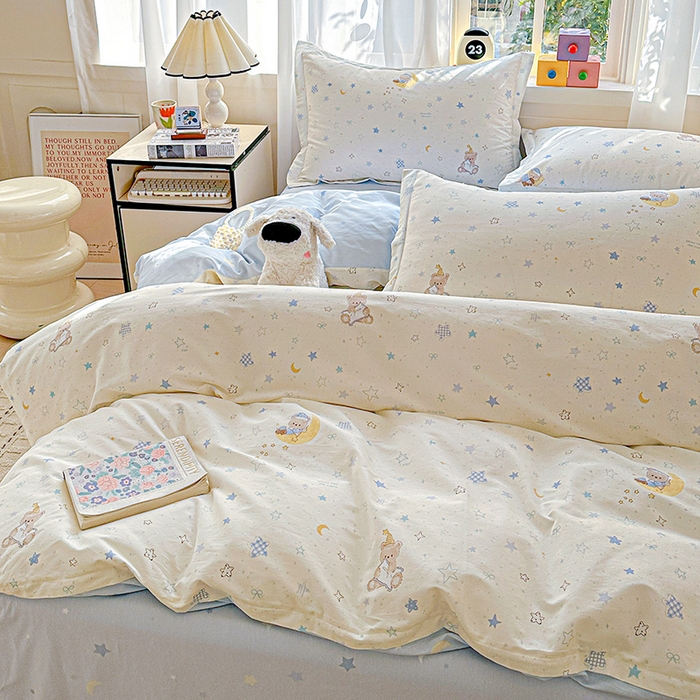 91家纺网 家纺一手货源 找家纺 依庭 2026新款12868全棉纯棉印花四件套星眠小熊