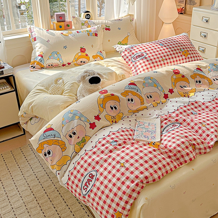 91家纺网 家纺一手货源 找家纺  依庭 2026新款12868全棉纯棉印花四件套星星漫游记