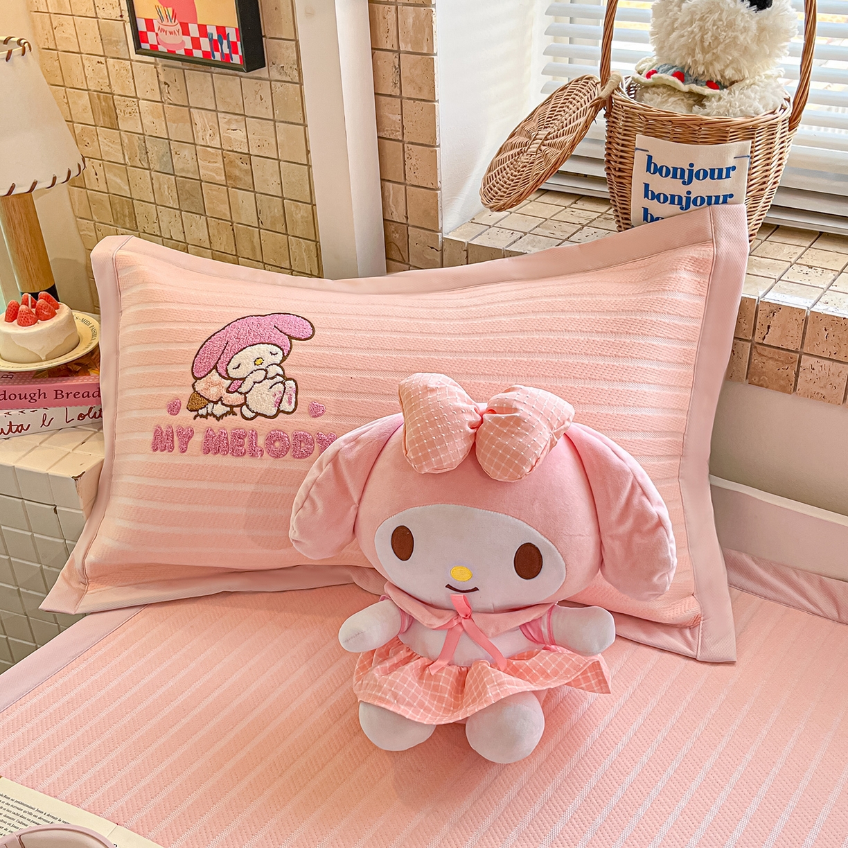 91家纺网 家纺一手货源 找家纺 （总）蓝邻家纺 2026年新款PE提花三丽鸥毛巾绣凉席系列-学生床