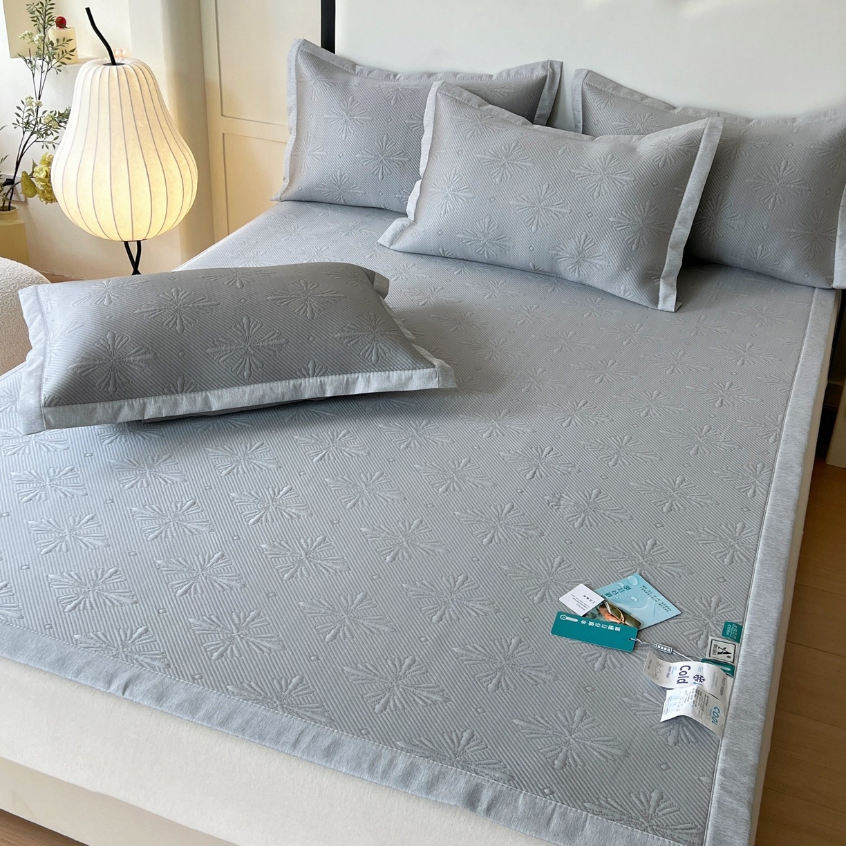 席匠 2026新款高分子软席凉豆豆平铺款凉席席子烟花直角 烟花直角-灰