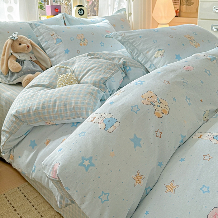 91家纺网 家纺一手货源 找家纺 依庭 2026新款12868全棉纯棉印花四件套星星童话园