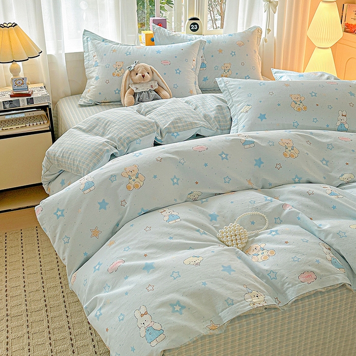 91家纺网 家纺一手货源 找家纺 依庭 2026新款12868全棉纯棉印花四件套星星童话园