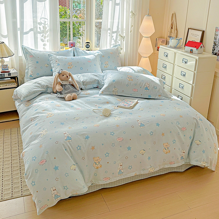 91家纺网 家纺一手货源 找家纺 依庭 2026新款12868全棉纯棉印花四件套星星童话园