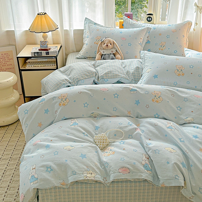 91家纺网 家纺一手货源 找家纺 依庭 2026新款12868全棉纯棉印花四件套星星童话园