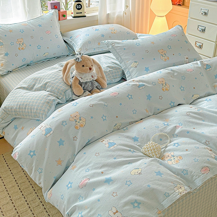 91家纺网 家纺一手货源 找家纺 依庭 2026新款12868全棉纯棉印花四件套星星童话园