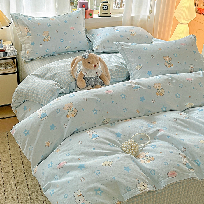 91家纺网 家纺一手货源 找家纺 依庭 2026新款12868全棉纯棉印花四件套星星童话园