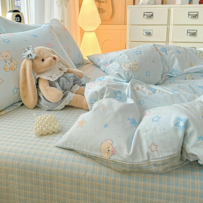 91家纺网 家纺一手货源 找家纺 依庭 2026新款12868全棉纯棉印花四件套星星童话园