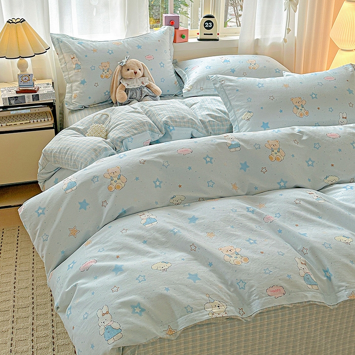 91家纺网 家纺一手货源 找家纺 依庭 2026新款12868全棉纯棉印花四件套星星童话园